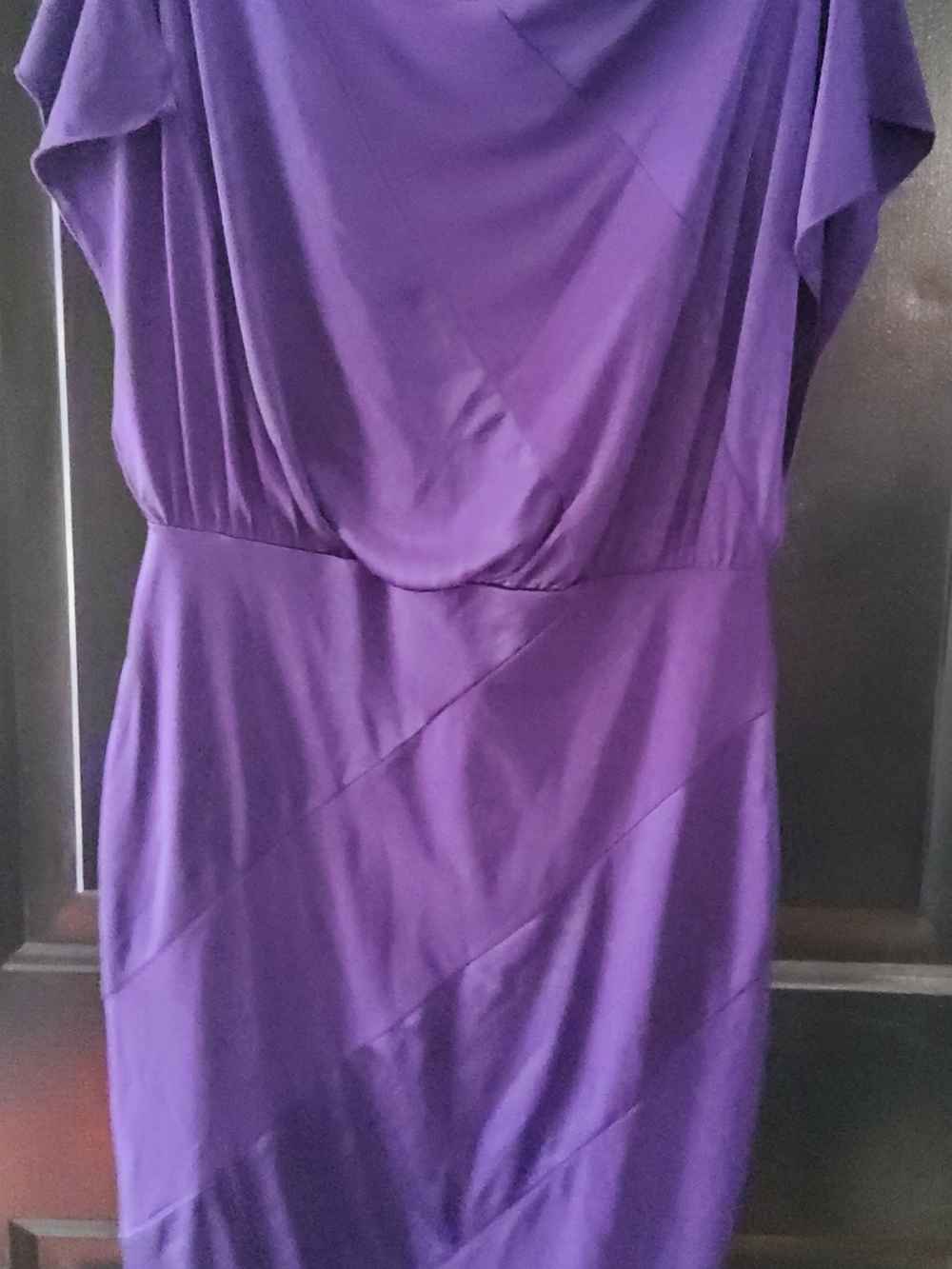 Draped Midi Dress in Deep Purple - Women's Elegant Midi